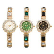 Women's Elegant Rhinestone Floral Detachable Crystal Band Wrist Watch for Party