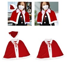 Christmas Costume Cloak, Fancy Dress Kids Red Velvet Cape, for Halloween Costume