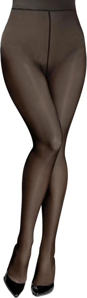 Mujeres Medias Forradas de Vellón Transparente Cálido Pantimedias Falsas Translúcidas Invierno Foto 2 de 4