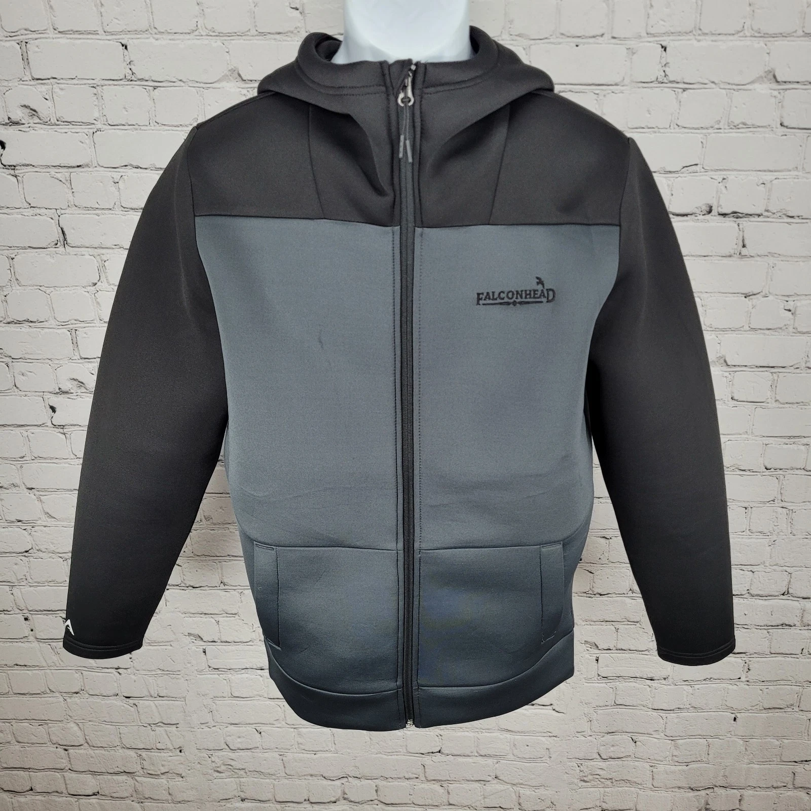 Antigua Black & Blue Falconhead Golf Hooded Full Zip Stretch Jacket Size Medium image 1
