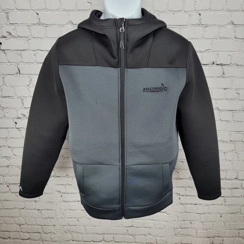 Antigua Black & Blue Falconhead Golf Hooded Full Zip Stretch Jacket Size Medium video thumbnail
