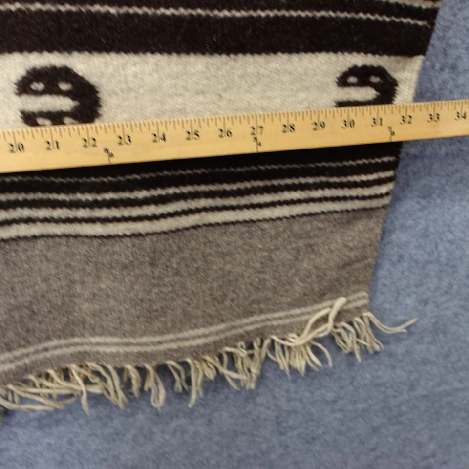 Poncho de Lana Pesada De Colección Para Hombres Gris Marrón Caballo Mexicano Gaban Manta Flecos OS Foto 3 de 4