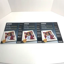 (3x Lot) Epson Premium Photo Paper Semi-Gloss 8.5x11 Inches, 20 Sheets Each, NEW