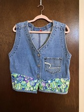 Women’s Vintage 90’s Venzia Handmade Upcycled Denim Vest Size S/M