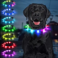 BSEEN Light Up Dog Collar - Silicone LED Dog Collar, Cuttable Lighted Puppy C...