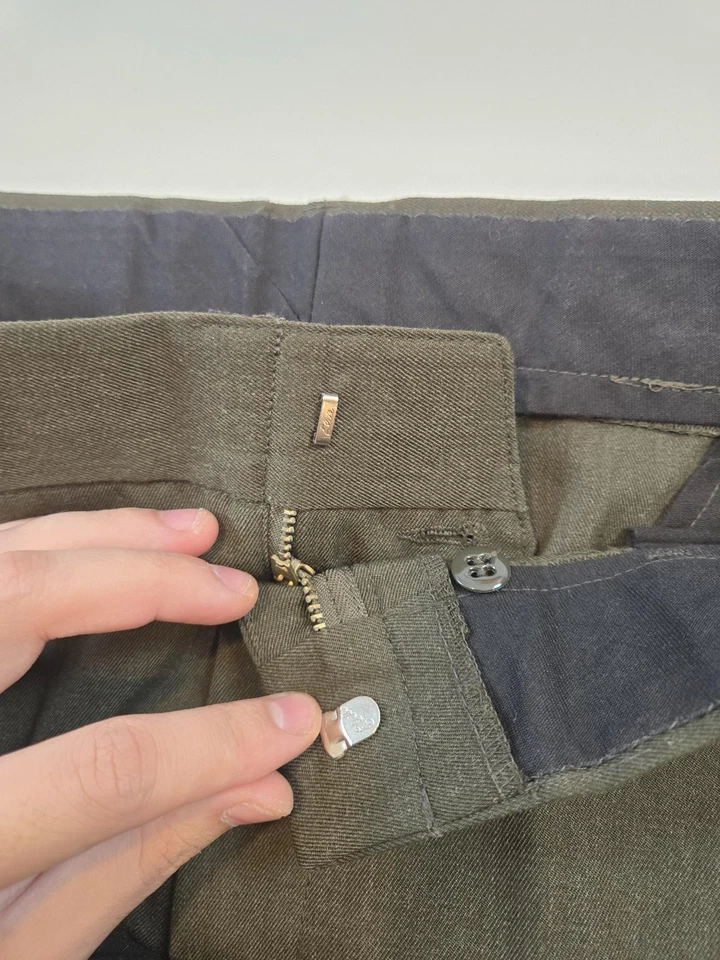 Pantalones de vestir vintage del Cuerpo de Marines para hombre 34R verde oliva poli lana plisados DSCP Foto 3 de 4