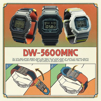 Casio G-SHOCK DW-5600MNC-7A8JF New Cloth Band Series Gray/Neon