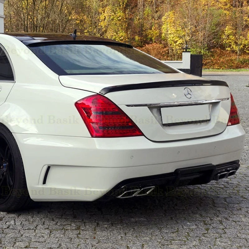 For 2007 2008-2013 Mercedes Benz W221 S Class 4dr GLOSS BLACK ROOF Spoiler Wing — 第 2/4 张图片