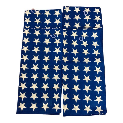 Blue White Star Pattern Fabric Napkins Set of 4 Americana Patriotic Decor 11x11