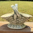Vintage McCoy USA Pottery Basket Planter Green Basket Weave Handled Centerpiece
