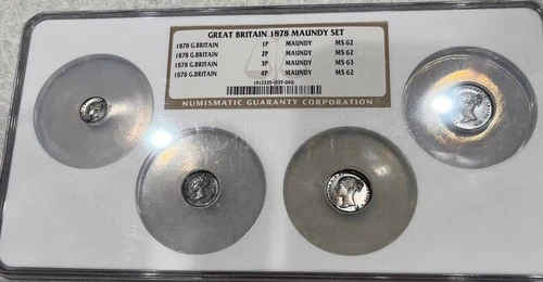 Great Britain Maundy silver 4 coin set, 1878 Queen Victoria. NGC graded