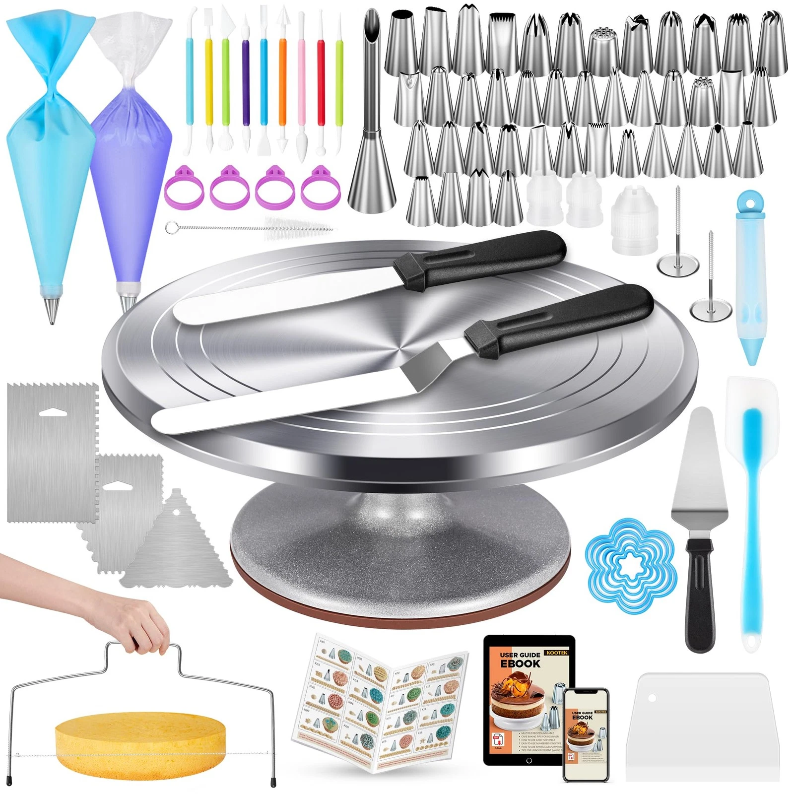 Kootek 180 Pcs Cake Decorating Kits Supplies - Aluminium Alloy Silver
Opens in a new window or tab