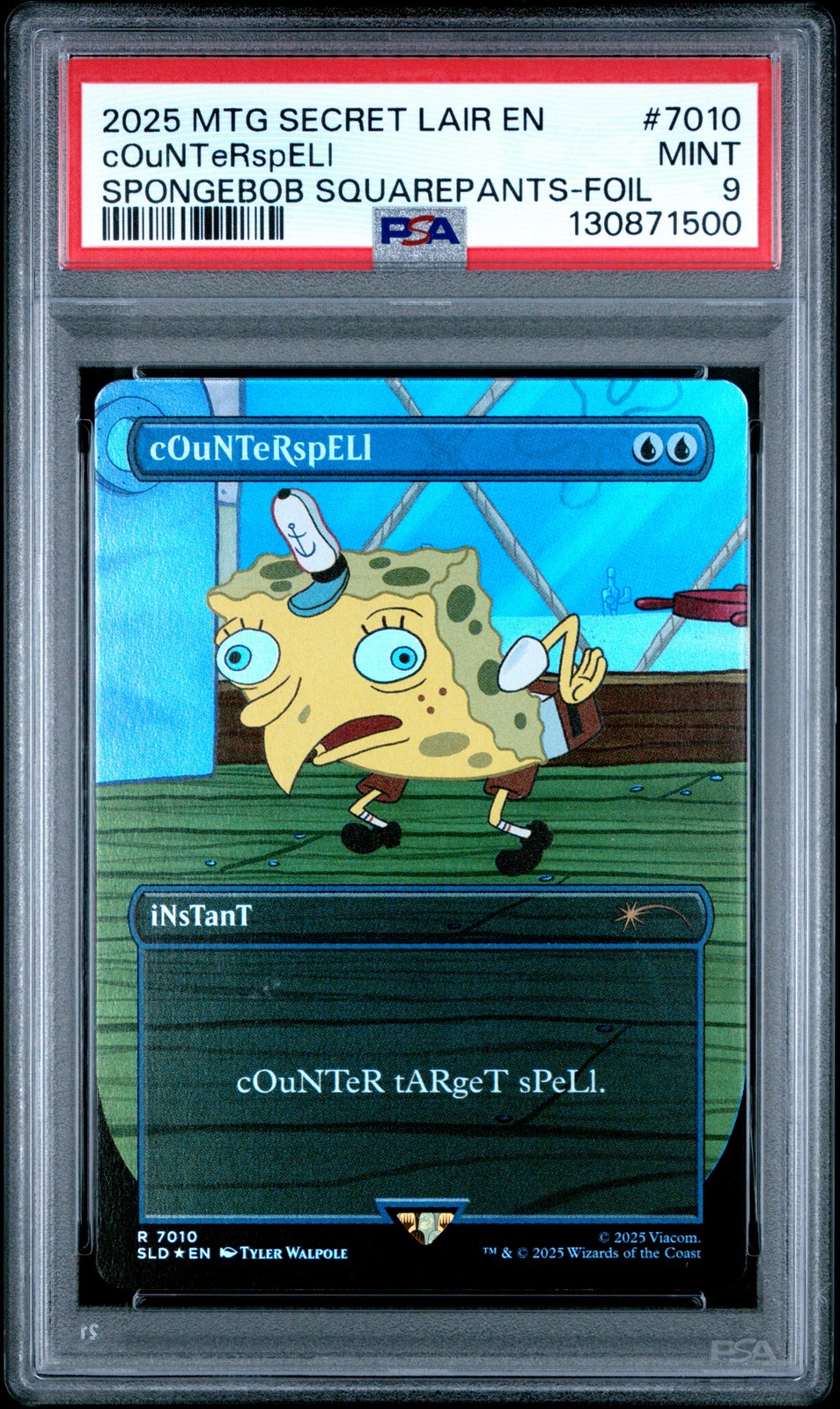 2025 MTG SECRET LAIR DROP SPONGEBOB SQUAREPANTS-FOIL #7010 COUNTERSPELL PSA 9