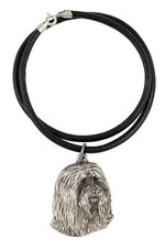 Bearded Collie, Highland Collie, Mountain Collie - Necklace with dog, silver-pla
