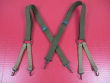 WWII USMC M1941 Combat Field Suspenders OD Green/Khaki Color - Original - XLNT