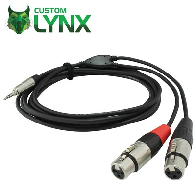 Rean Neutrik TRS 3.5mm Mini Jack to 2 x Female XLR Cable Lead -PRO. 1m/3m/5m/10m