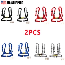 2 Sets 2" 4-Point Adjustable Racing Belts Harness Shoulder Straps US