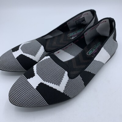 Skechers Cleo Women s Size 10 Black White Ballet Flats 44731 Pointed Toe Cushion