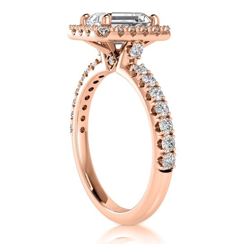 1.80 Ct E VS1 Emerald Cut Halo Lab Grown Diamond Ring IGI Certified 14k Gold - Picture 2 of 7