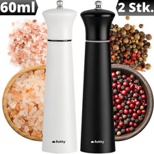 2 Gewürzmühlen mit Keramikmahlwerk Salzmühle Handmühle Pfeffermühle Schwarz Weiß