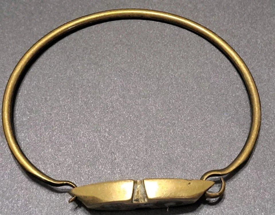 Brazalete Brazalete Artesanal Hecho a Mano en Grecia Tono Latón con Incrustaciones Piedras # Foto 4 de 4