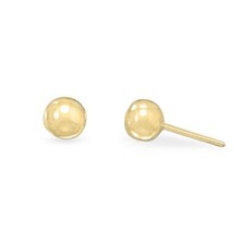 Ball Stud Earrings Gold-plated Sterling Silver 6mm
