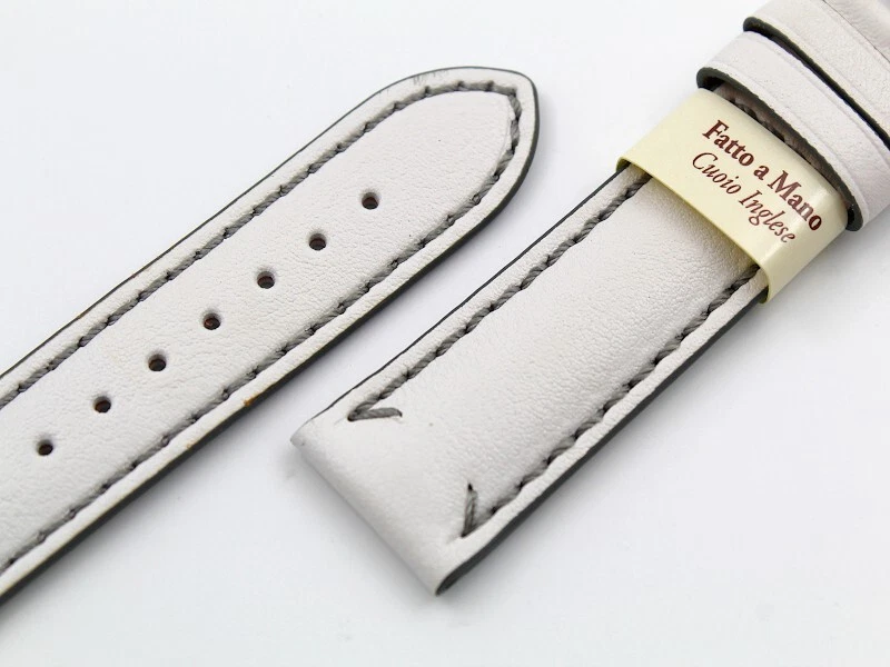 Cinturón de piel de becerro genuino hecho a mano unisex color blanco con correa hecha a mano Foto 4 de 4