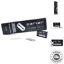 Parker 100 Pack Double Edge Safety Razor Blades - Platinum Coated for Durability