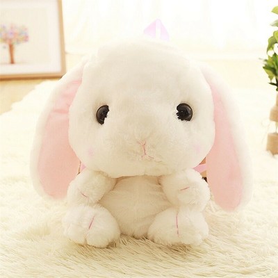 Preppy Cute Rabbit & Carrot Plush Backpack - Y2K Kawaii Aesthetic School Bag With Clear Pocket
