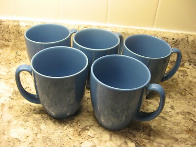 Corelle, Corning Ware (Set of 5) Blue Stoneware 12 oz Coffee Tea Mug EUC 