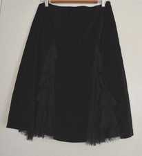 4 Anthropologie Ruffle Insert Velvet Skirt Black Rare
