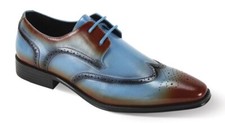 Men's Dress Shoes Wing Tip Oxfords BLUE/TAN Lace Up ANTONIO CERRELLI 7006