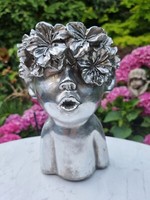 Pflanzenkopf - Argent, Silber, Polyresin 26,5 Cm