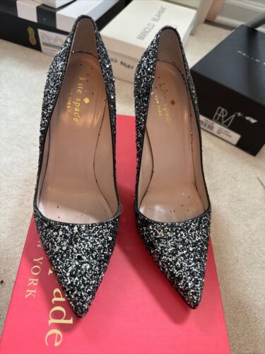 Kate Spade Licorice Confetti Glittered Heels Size 6 - Picture 1 of 6