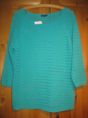 Laura Torelli Ladies Jumper Top New Size M/L Eyelet Cute 3/4 Sleeve 