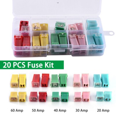 Auto Fuses 20A 30A 40A 50A 60A AMP Set Mini Square 5 Sizes Fuses Car Accessories