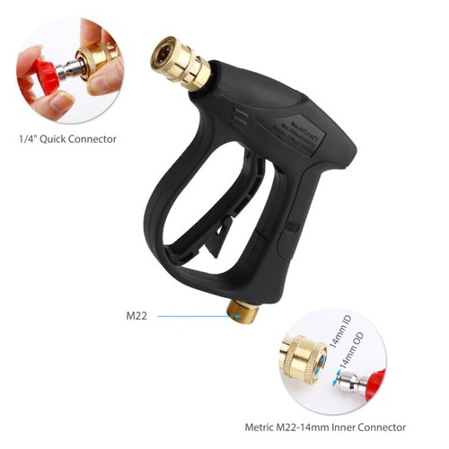1/4" High Pressure Washer Gun 4000 PSI Car Wash Foam Spray Short Wand w/ Nozzle - Picture 8 of 25