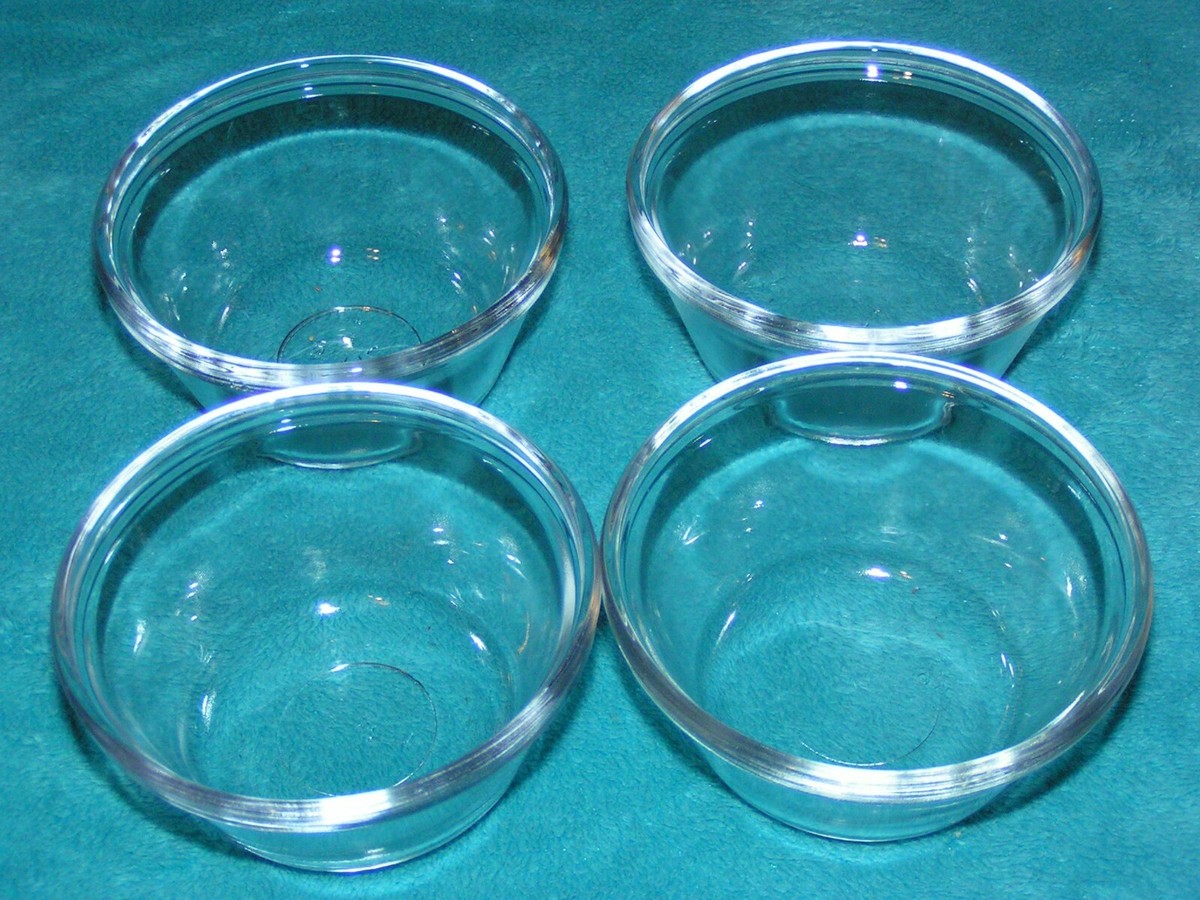 LAST SET! Lot 4 ANCHOR Bowl CUSTARD CUP 6 oz SIDE DISH Set RAMEKIN Glass  Dessert
