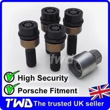 4x BLACK ALLOY WHEEL LOCKING BOLTS FOR PORSCHE CAYENNE HIGH SECURITY NUT LUG M14