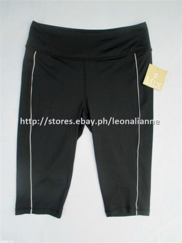 60% OFF!AUTH MIX BLACK PIPED WORKOUT GYM CAPRI LEGGINGS X-SMALL BNWT $19+ - Picture 1 of 2
