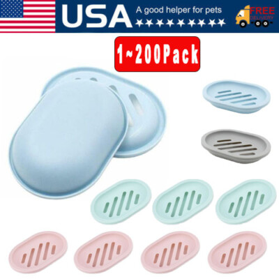 Soap Dishes Holder Self Drain Container Case Bath Shower Basket Storage Box