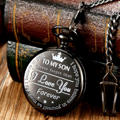 Reloj bolsillo cuarzo grabado reloj cadena relojes hombre niño regalo mi hijo