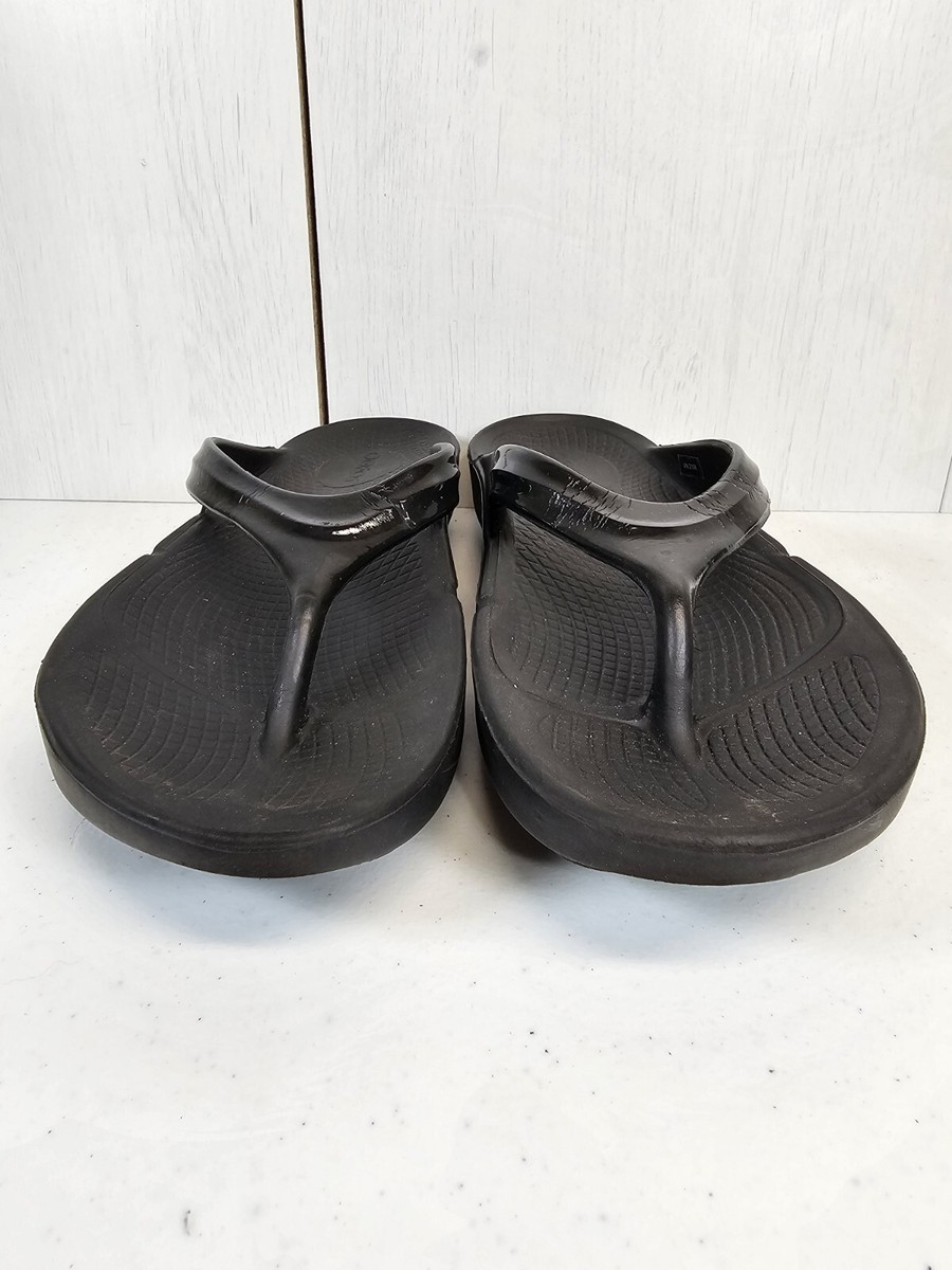 Oofos Oolala Black Rubber Slip On Comfort Flip Flops Sandals  display picture 2