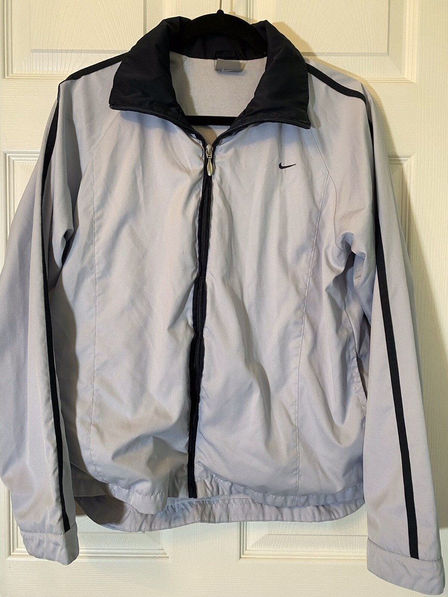 ☆NERDY☆ Women's Detachable Sleeve Windbreaker Sky Blue Nike Womens Windbreaker Jacket Light Blue/Navy Size LG(12-14
