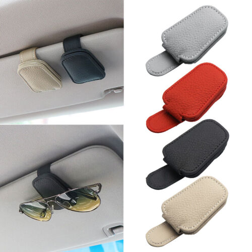 Lunettes de soleil en cuir de voiture clip pare-soleil support billet lunettes Royaume-Uni - Photo 1/21