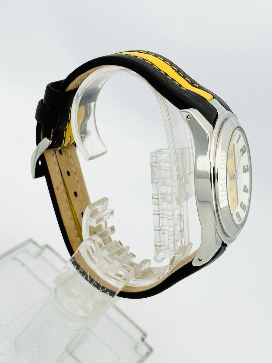 Dolce & Gabanna Men's DW0215 Bi-Colour Leather Quartz Watch Yellow