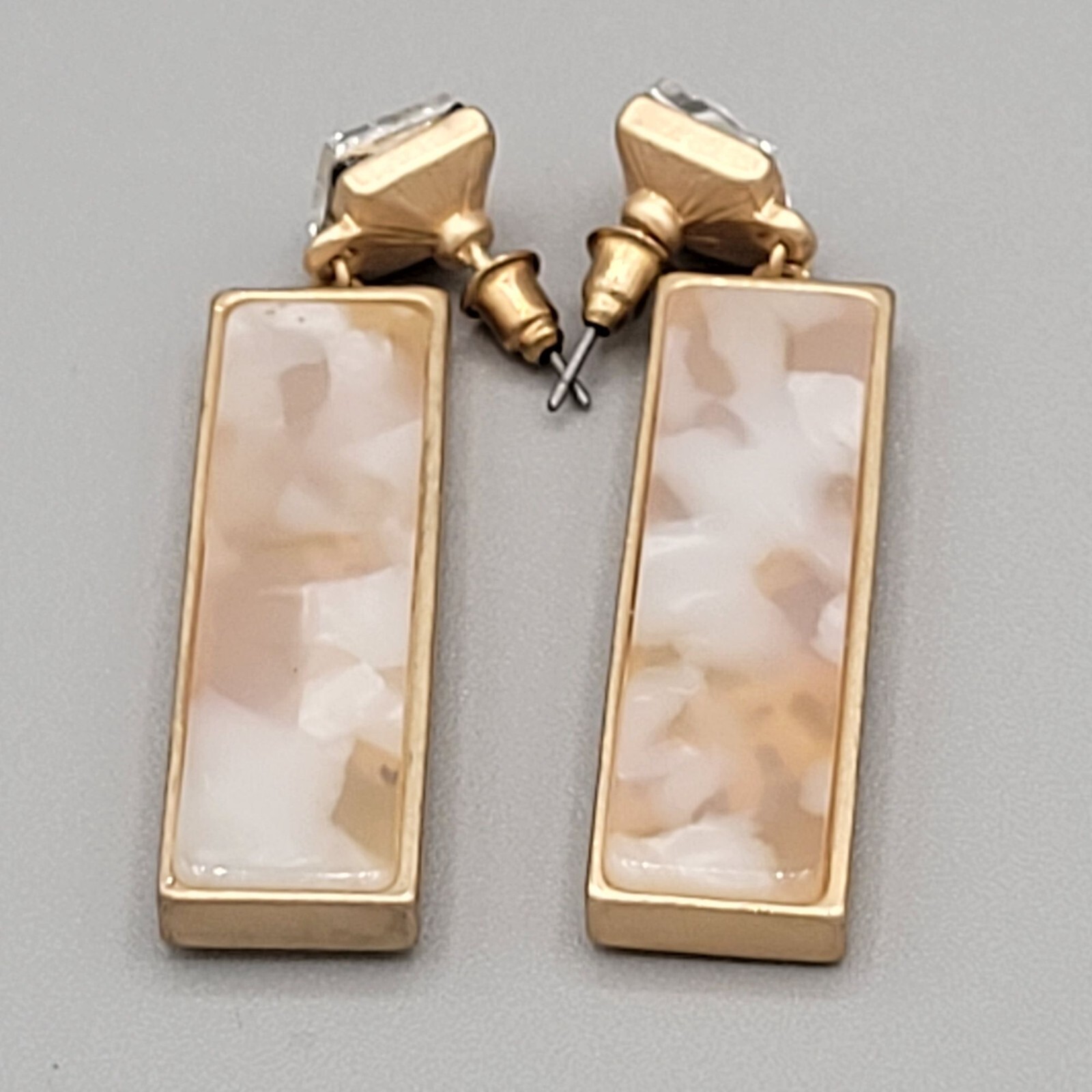 Womens Rectangular Dangle Earrings Lucite White B… - image 5