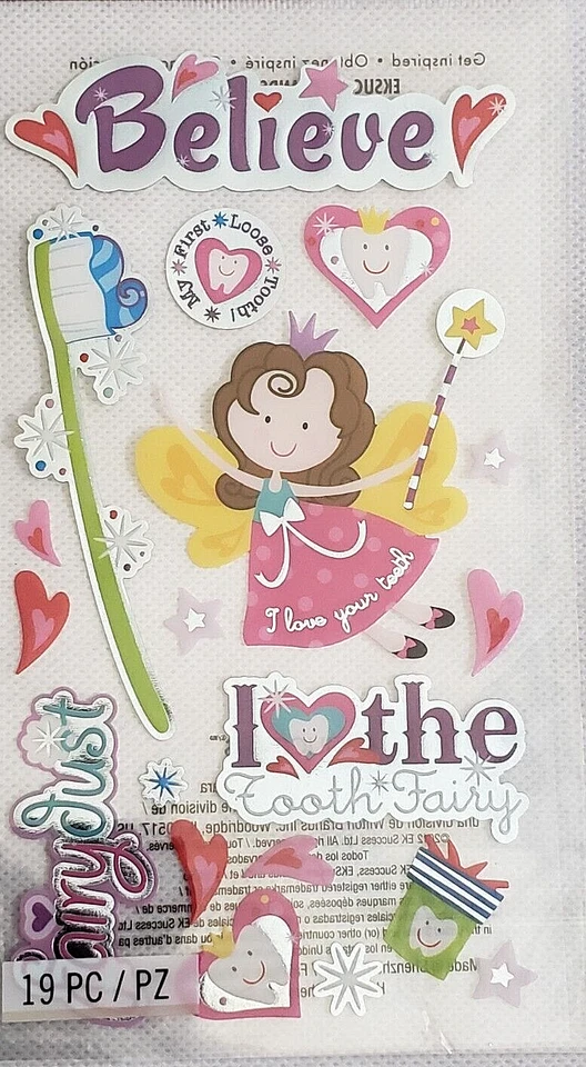 Наклейки металлические стикеры ЗУБНАЯ ФЕЯ - 19 шт. - Изображение 2 из 4