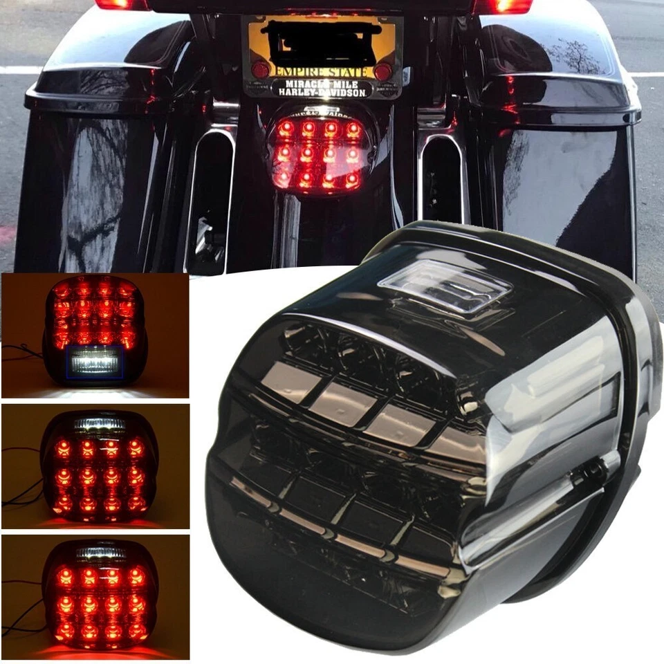 Indicador de luz trasera de freno LED para Harley Touring Road King Softail Dyna Foto 3 de 4