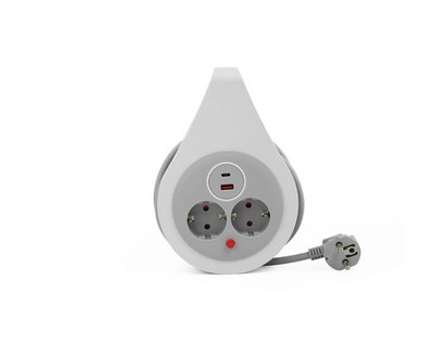 Kabeltrommel 10 m, 3×1,5 mm², 16 A, 230V Schuko/2× Steckdosen,1× USB-C, 1× USB-A